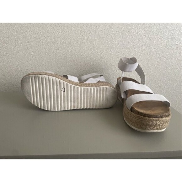Steven Madden White Platform Espadrille Sandals Ankle Strap Summer Platforms 10M - Picture 4 of 8